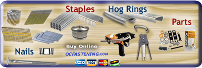 Buy air nails, staples, collated hog rings and hartco clips online now at ocfastening.com.
